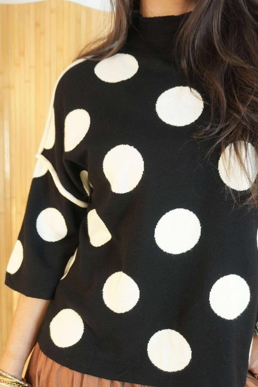 Robanne soft Stretch Party Knit Polka Black /5=